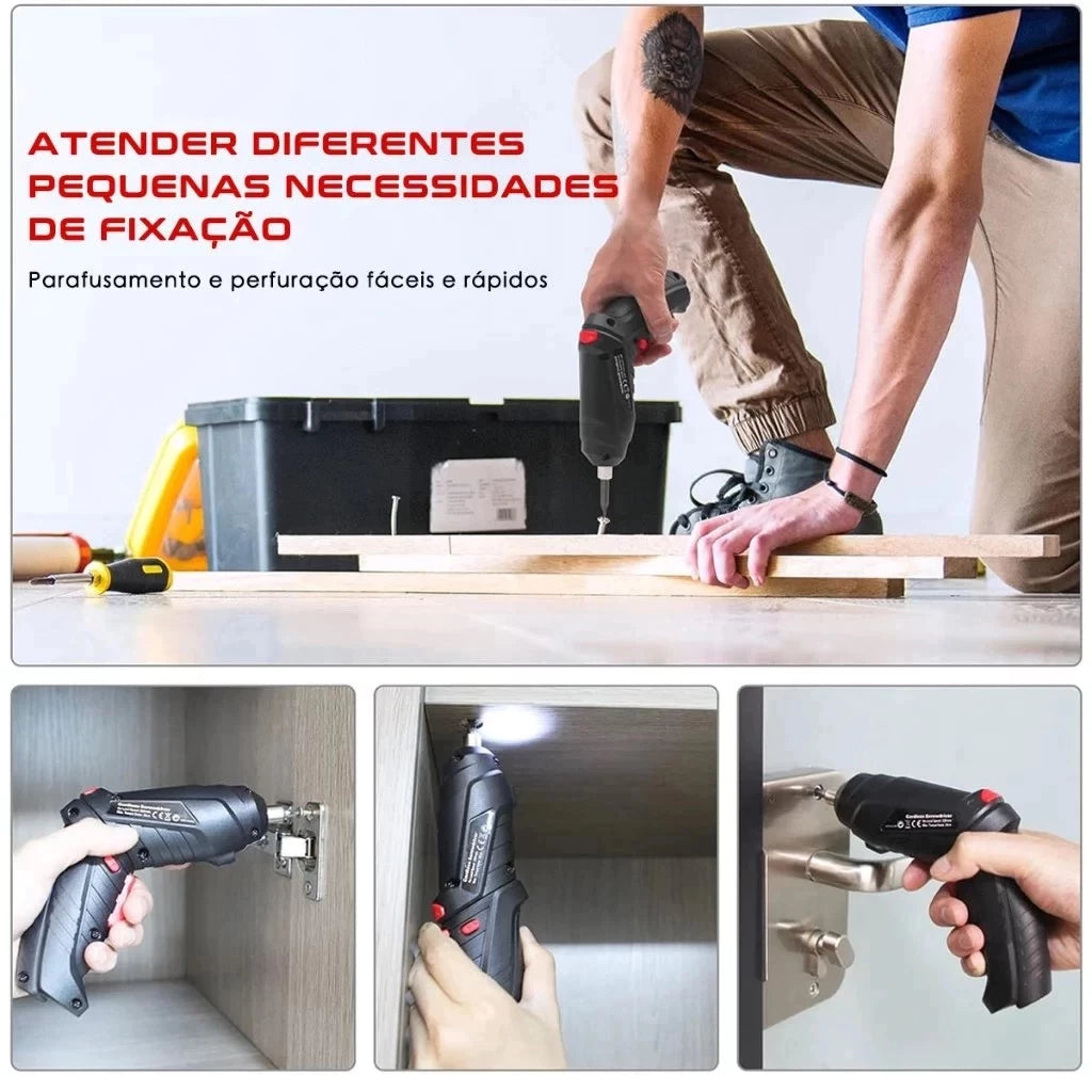 Destornillador Eléctrico Inalámbrico USB con Kit de Herramientas